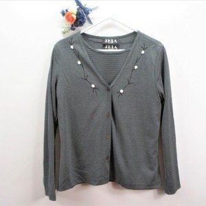 Womens 2 Piece Sweater Set Gray Size Large JKLA